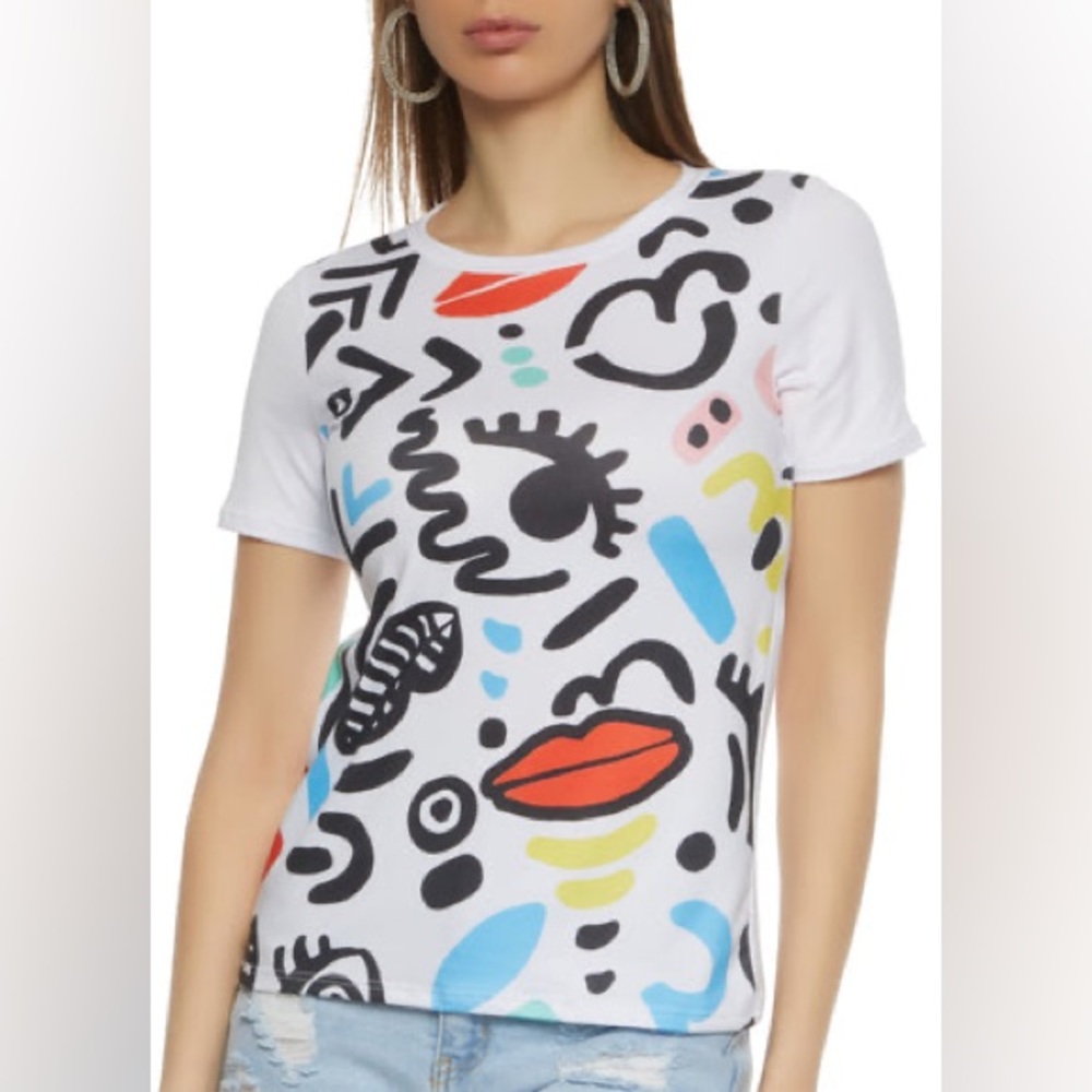Graphic Print Crew Neck Tee